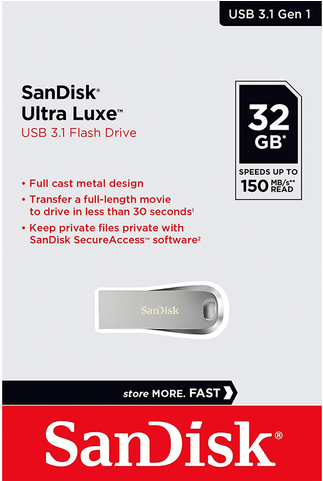 PENDRIVE 32GB SANDISK 3.1 ULTRA LUXE METALICO