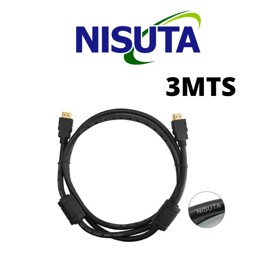CABLE HDMI A HDMI 3M v2.0 CON FILTROS 2160P 4K- NISUTA NSCAHDMI3