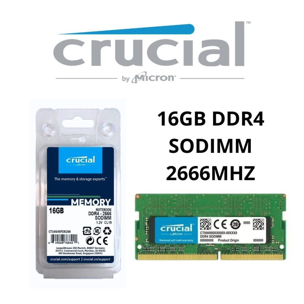 RAM SODIMM 16GB DDR4 CRUCIAL 2666MHZ | AyP Computacion