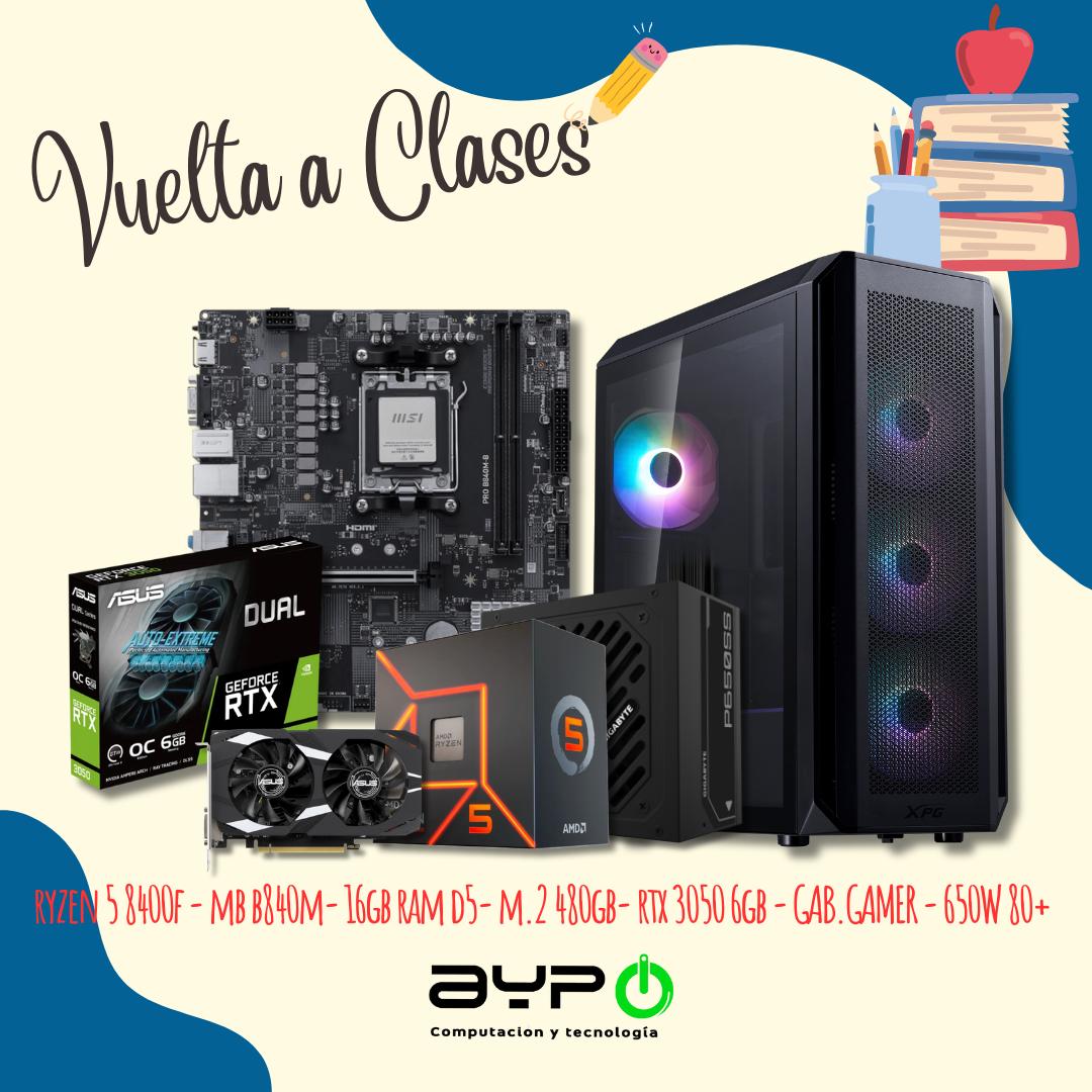 PC Ryzen 5 8400F|RTX 3050|16GB D5 |M.2 480GB|Gab.Gamer