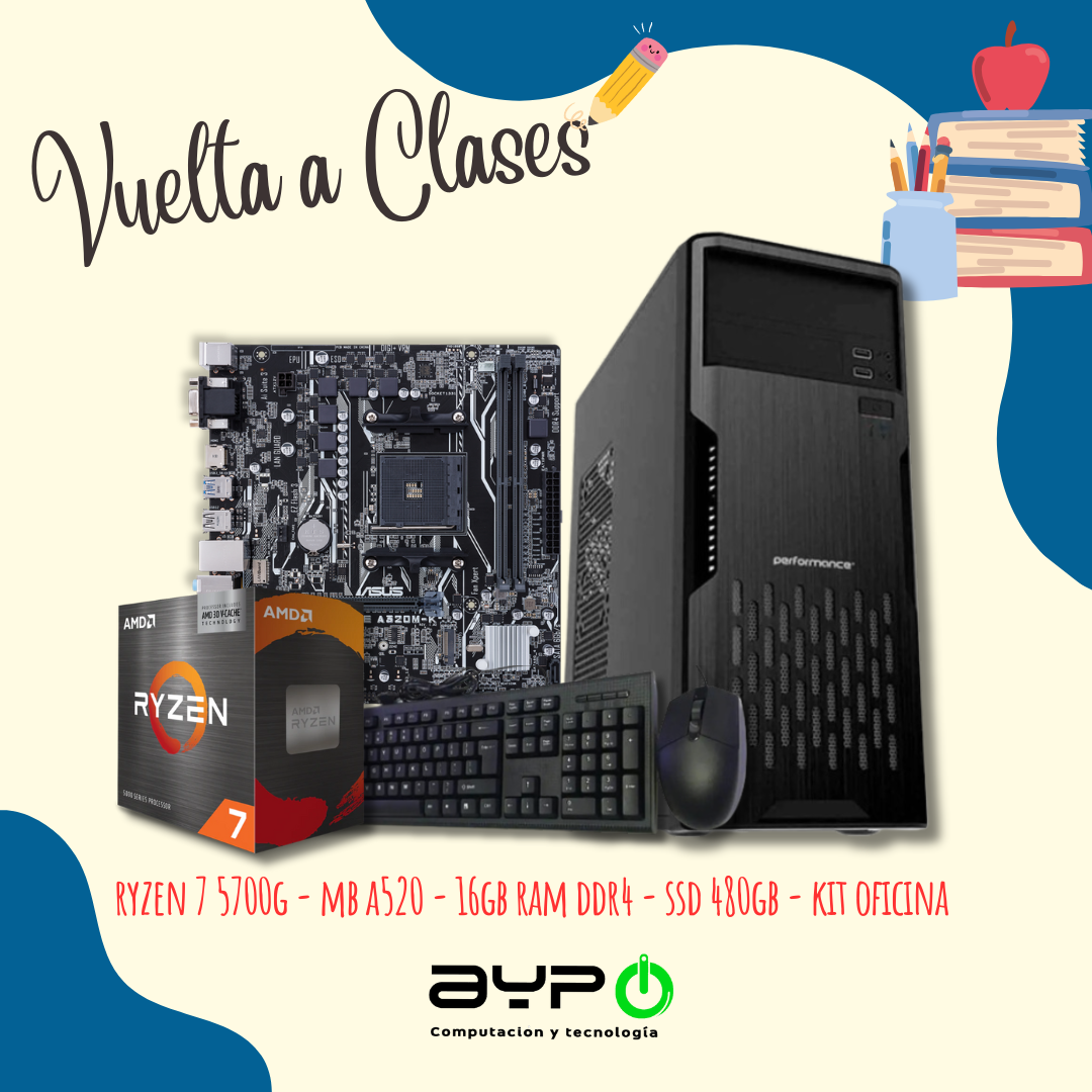 PC Ryzen 7 5700G|16GB RAM | SSD 480GB | Gab.Oficina