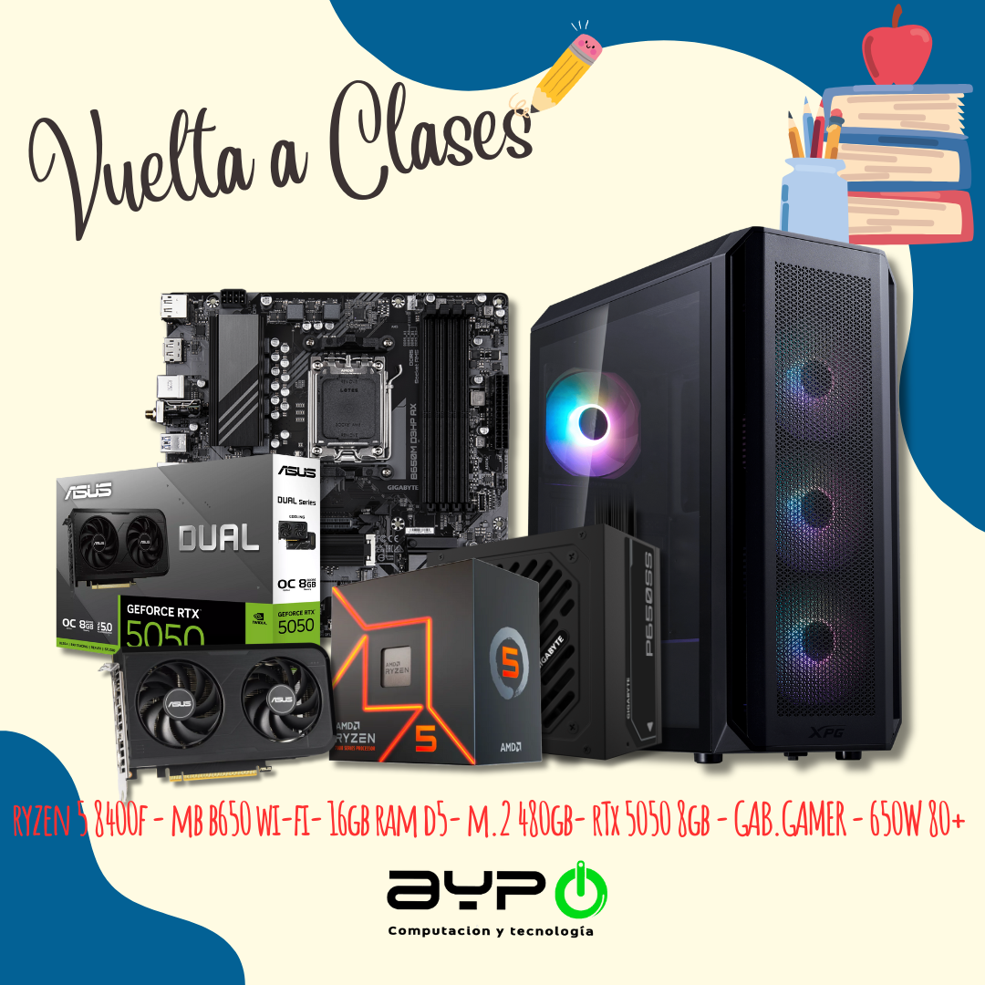 PC Ryzen 5 8400F|RTX 5050|16GB D5|M.2 480GB|Gab.Gamer