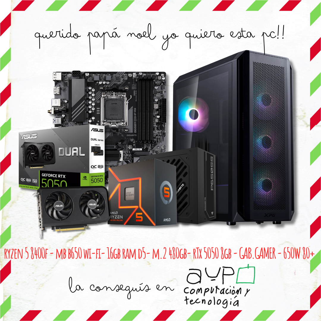 PC Ryzen 5 8400F|RTX 5050|16GB D5|M.2 480GB|Gab.Gamer