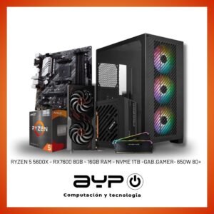 PROMO n°11: PC RYZEN 5 5600X, RX 7600, 16GB RAM, 1TB| Gaming Alto Rendimiento