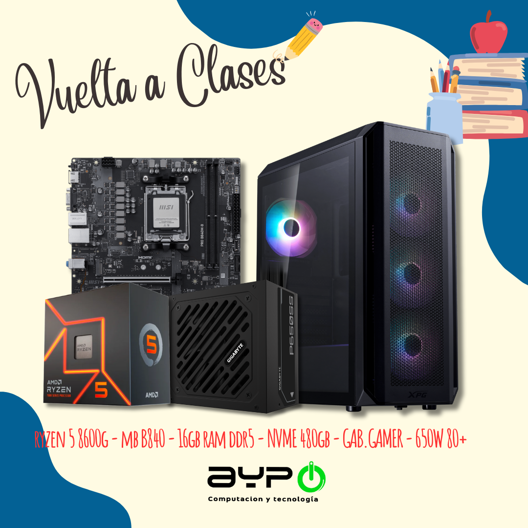PC Ryzen 5 8600G|16GB DDR5| M.2 480GB |Gab. Gamer