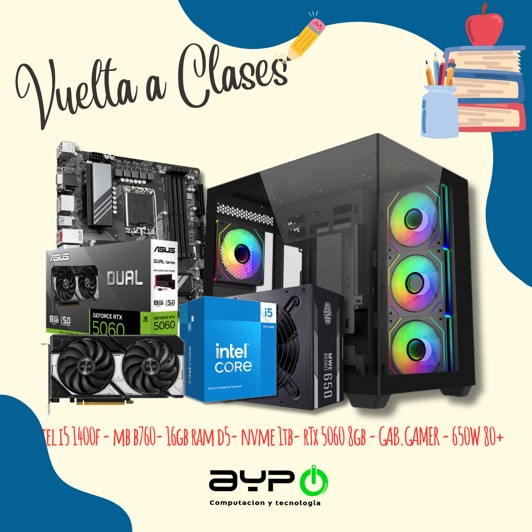 PC INTEL I5 14400F|RTX 5060|16GB D5|1TB M.2| Gab.Gamer