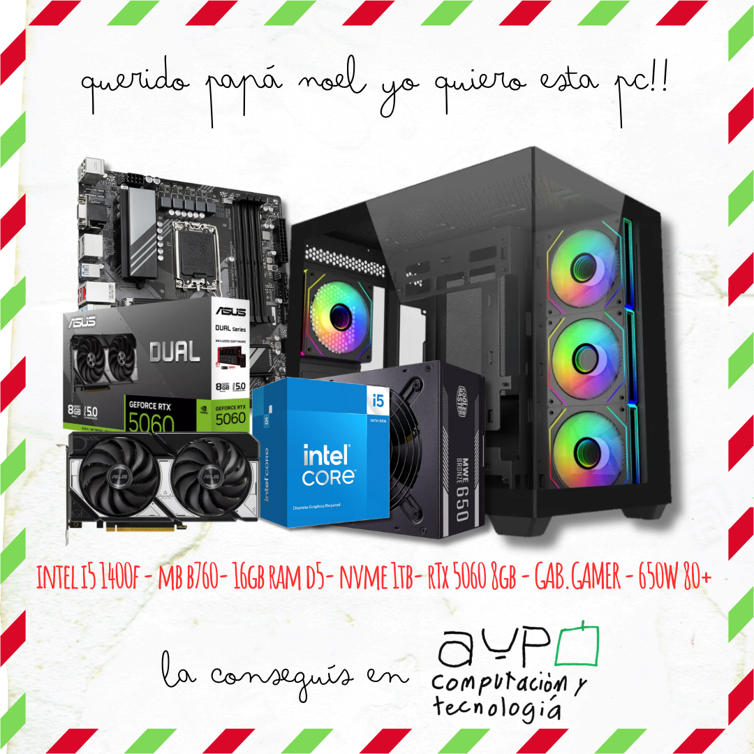 PC INTEL I5 14400F|RTX 5060|16GB D5|1TB M.2| Gab.Gamer