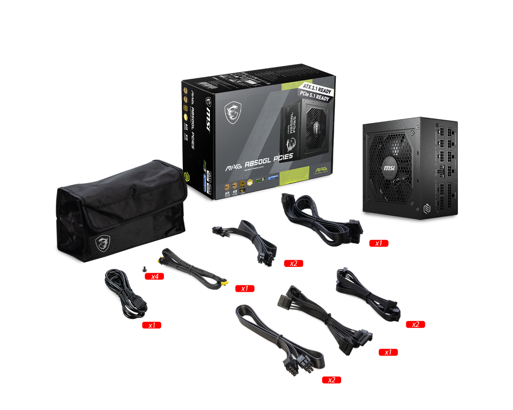 FUENTE MAG A850GL PCIE5 80+ GOLD MSI - Imagen 2