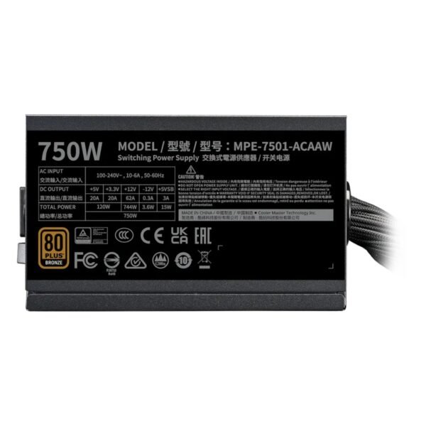 FUENTE MWE 750W V3 80+ BRONZE | COOLER MASTER - Imagen 3