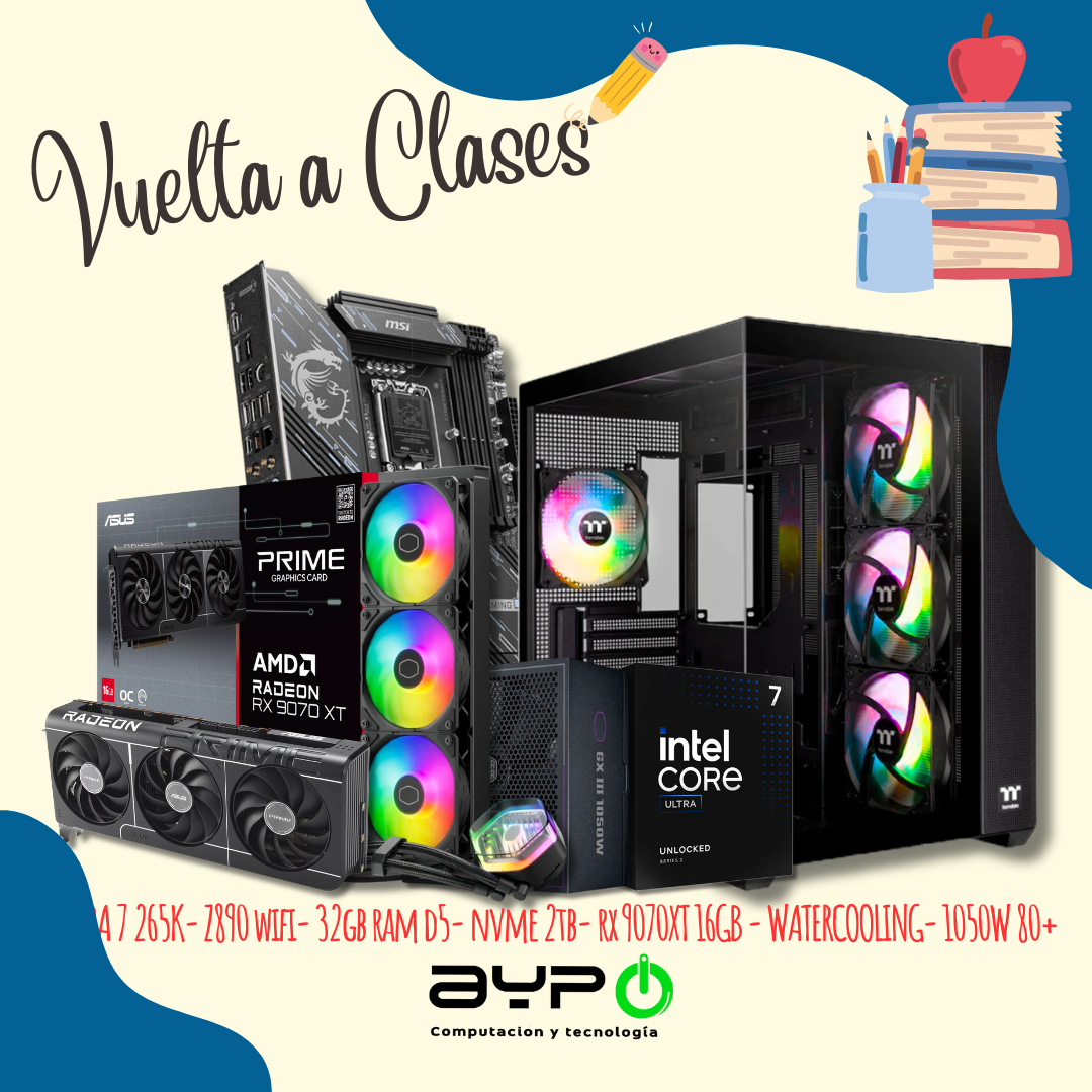 PC INTEL ULTRA 7 265KF| RX9070XT| 32GB D5| 1TB M.2|Watercooling