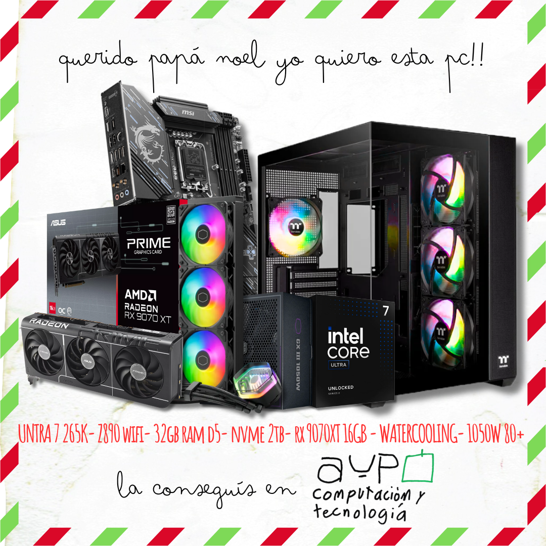 PC INTEL ULTRA 7 265KF| RX9070XT| 32GB D5| 2TB M.2|Watercooling