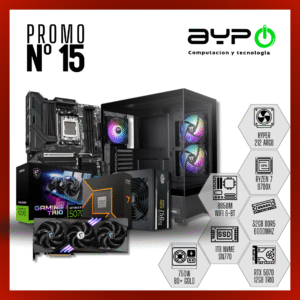 PC Ryzen 7 9700X, RTX5070, 32GB RAM, 1TB M.2| Poder Total