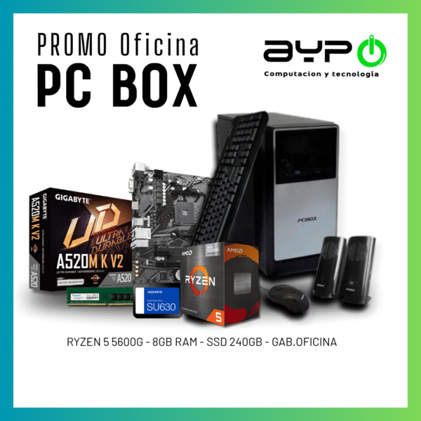 PC Oficina PC BOX Ryzen 5 5600G, 8GB RAM, 240GB SSD