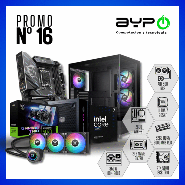 PC Core ULTRA 7 265KF, RTX5070, 32GB RAM, 2TB M.2| | Gaming+IA Full