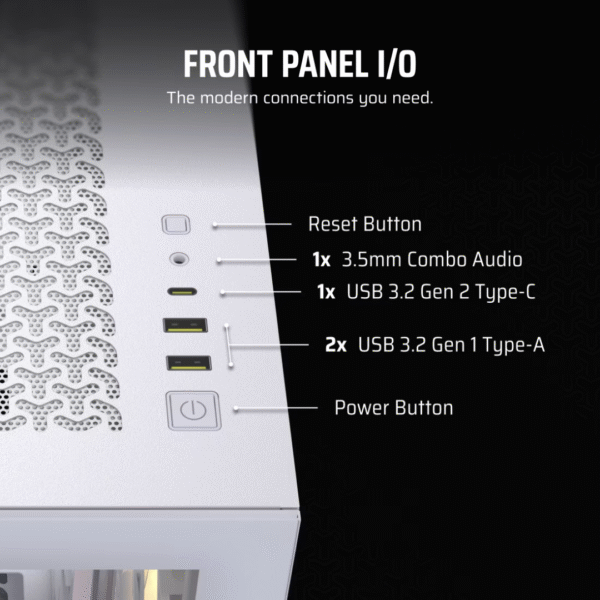 Gabinete CORSAIR 3500x TG ARGB White - Imagen 5