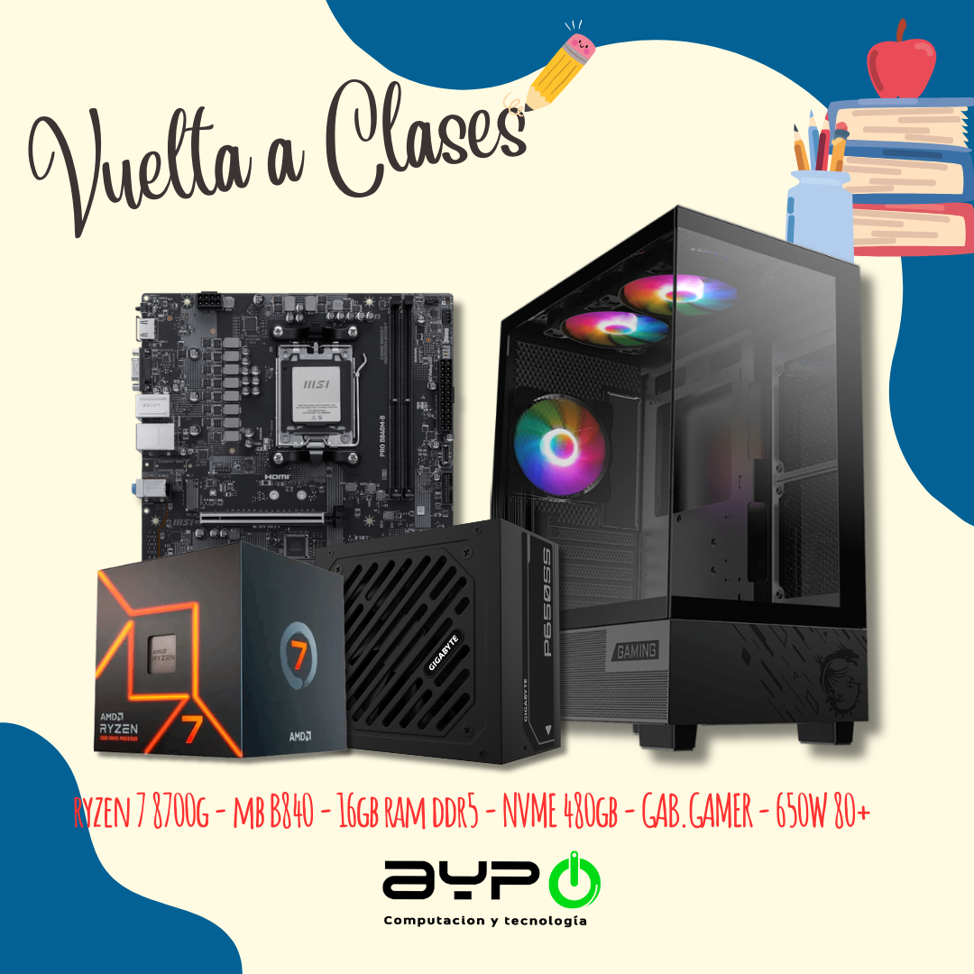 PC Ryzen 7 8700G|16GB DDR5| M.2 480GB |Gab. Gamer