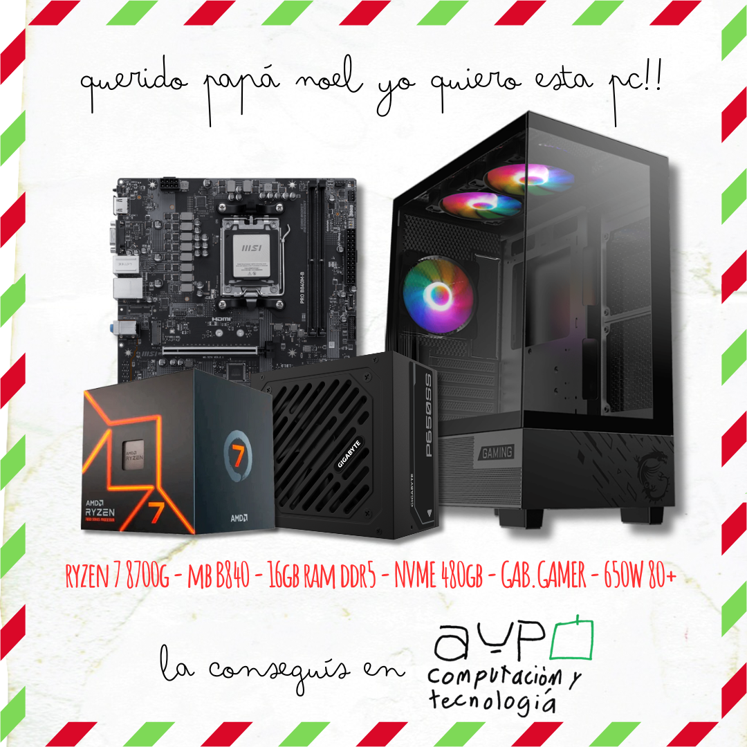 PC Ryzen 7 8700G|16GB DDR5| M.2 480GB |Gab. Gamer