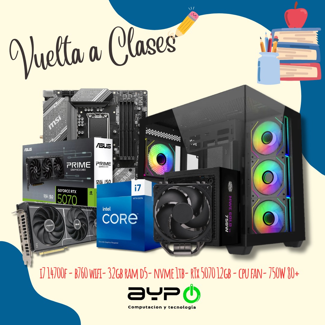 PC INTEL I7 14700F| RTX 5070| 32GB D5| 1TB M.2| CPU FAN